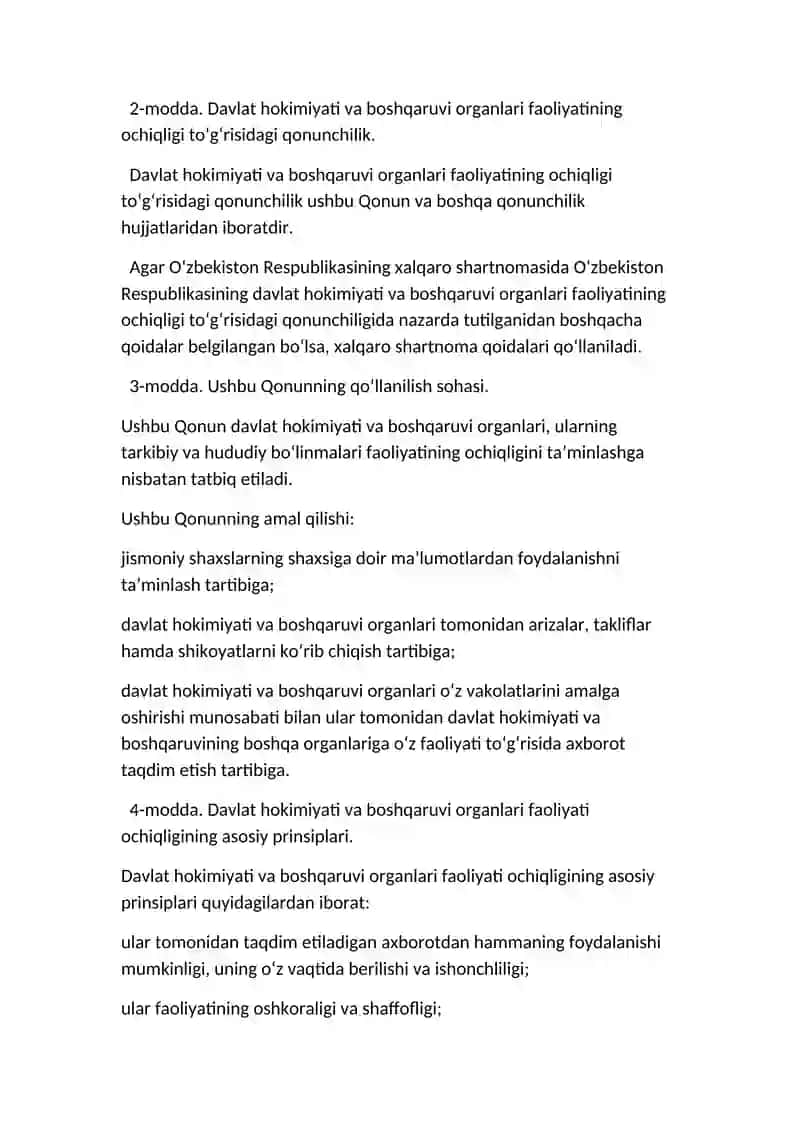 Davlat hokimiyati va boshqaruv organlari faoliyatining ochiqligi 3