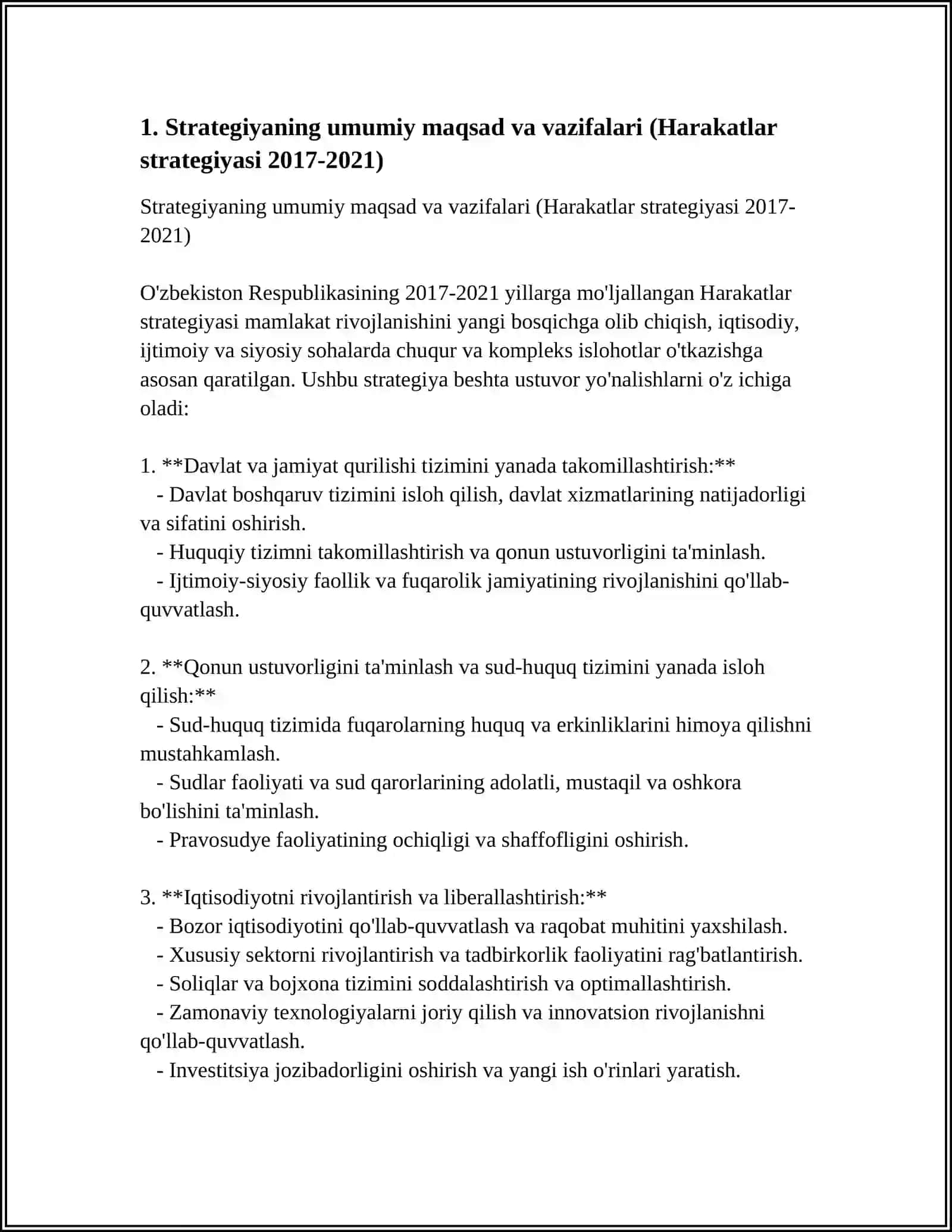 SHAVKAT MIRZIYOEV MIROMONOVICH HARAKATLAR STRATEGIYASI 2017-2021-YILLAR 3
