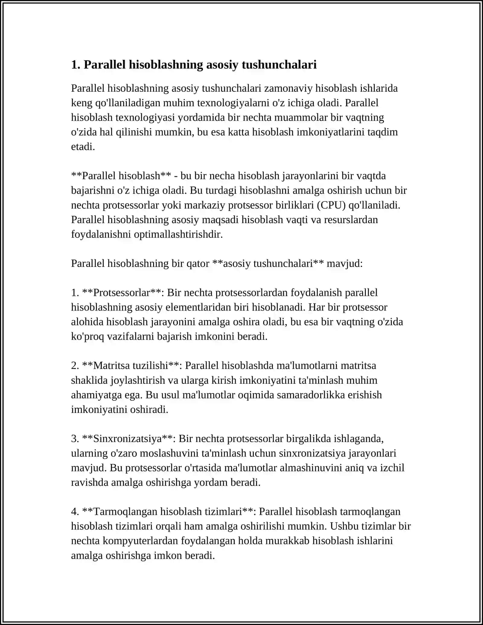 PARALLEL HISOBLASHGA ASOSLANGAN KOMPYUTERLAR VA KOMPYUTER TIZIMLARI 3