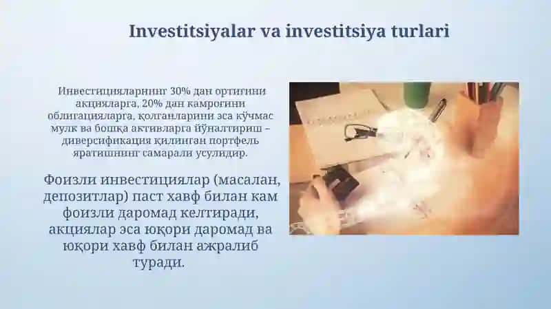 Инвестицияларнинг ҳисоботи ва инвестиция турлари 3