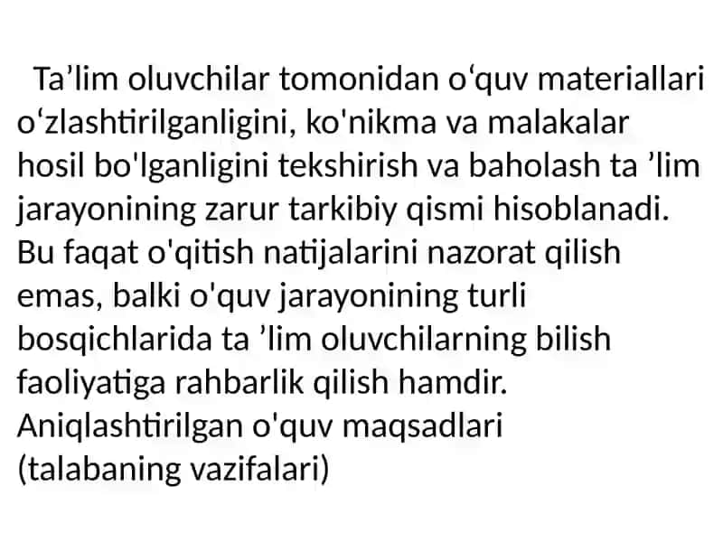 MUTAXASSISLIK FANLARNI O’QITISH JARAYONIDA TALABALARNING BILIM, KO’NIKMA VA MALAKALARINI BAHOLASH 3