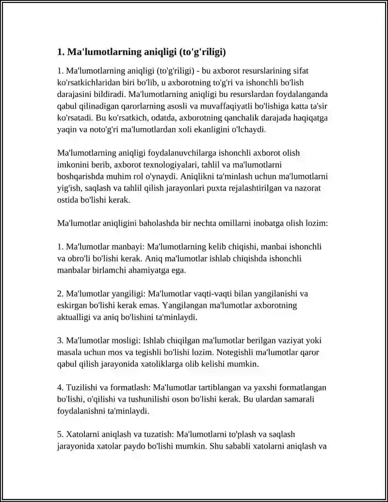 AXBOROT RESURSLARNING SIFAT KO'RSATKICHLARI 3