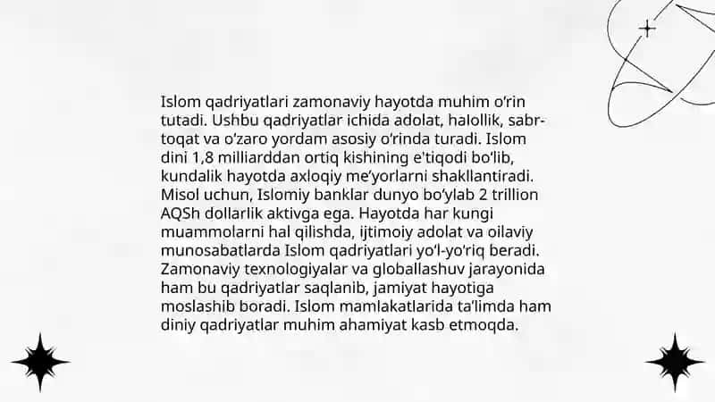 Islom qadriyatlari ma marifatining hozirgi davrdagi ahamiyati 3
