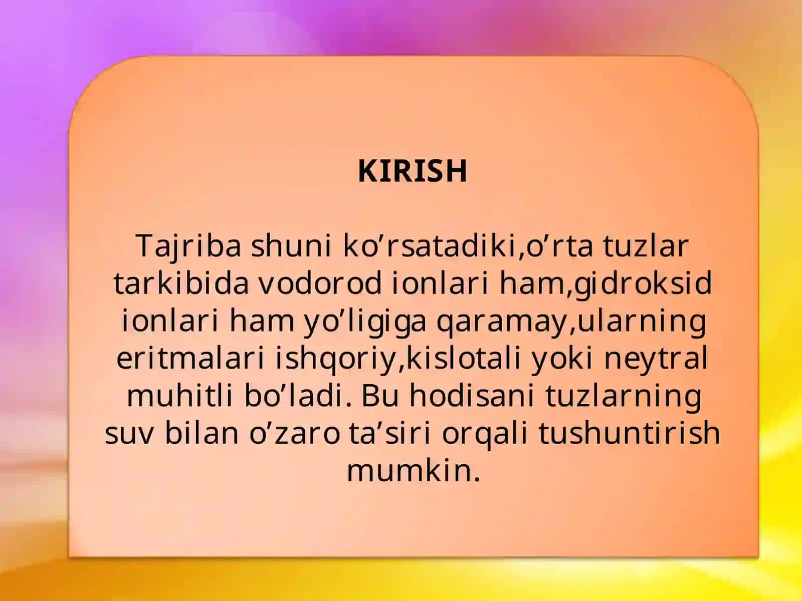 Tuzlar gidrolizi. 3
