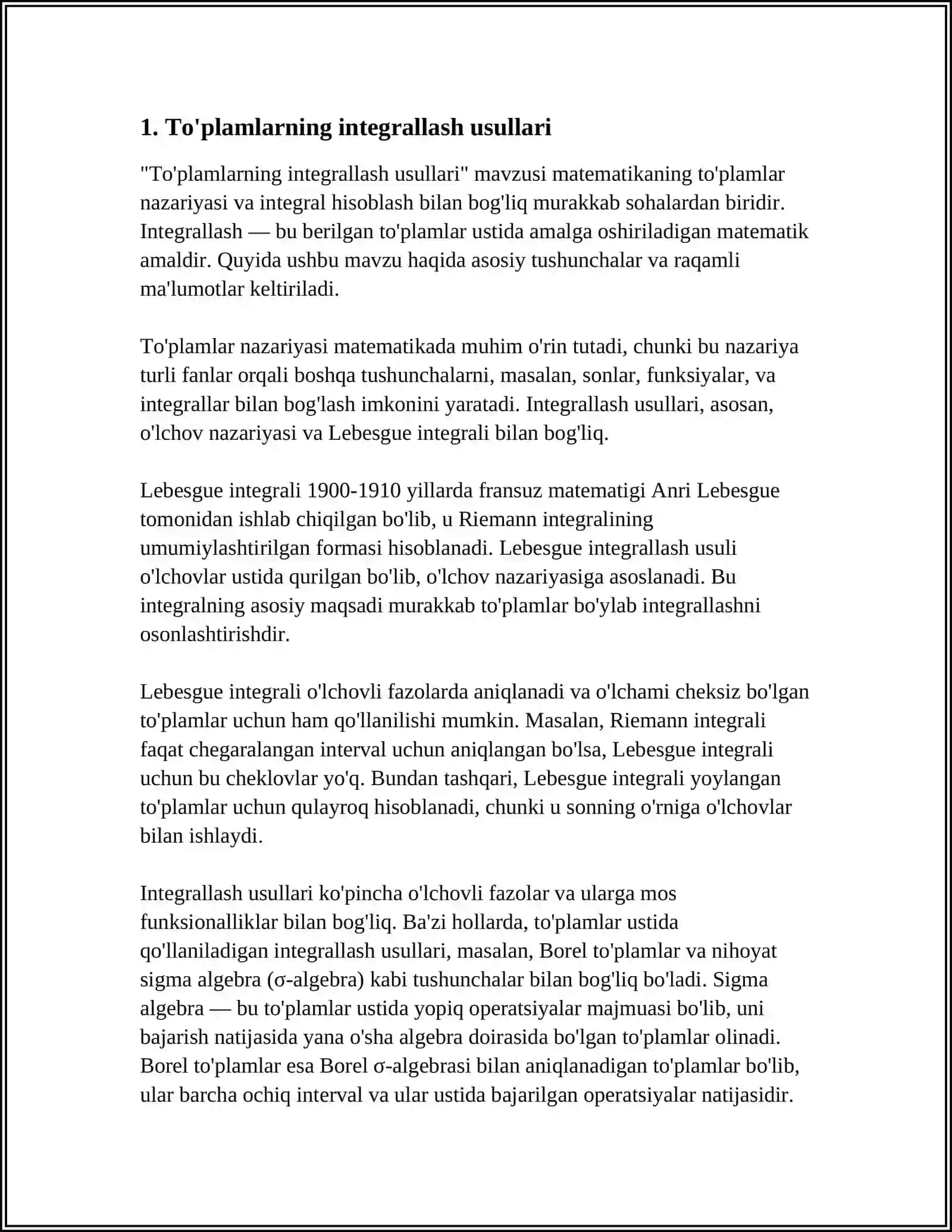 ANIQMAS INTEGRAL. BEVOSITA VA DIFFERENSIAL BELGISI OSTIGA KIRITIB INTEGRALLASH 3