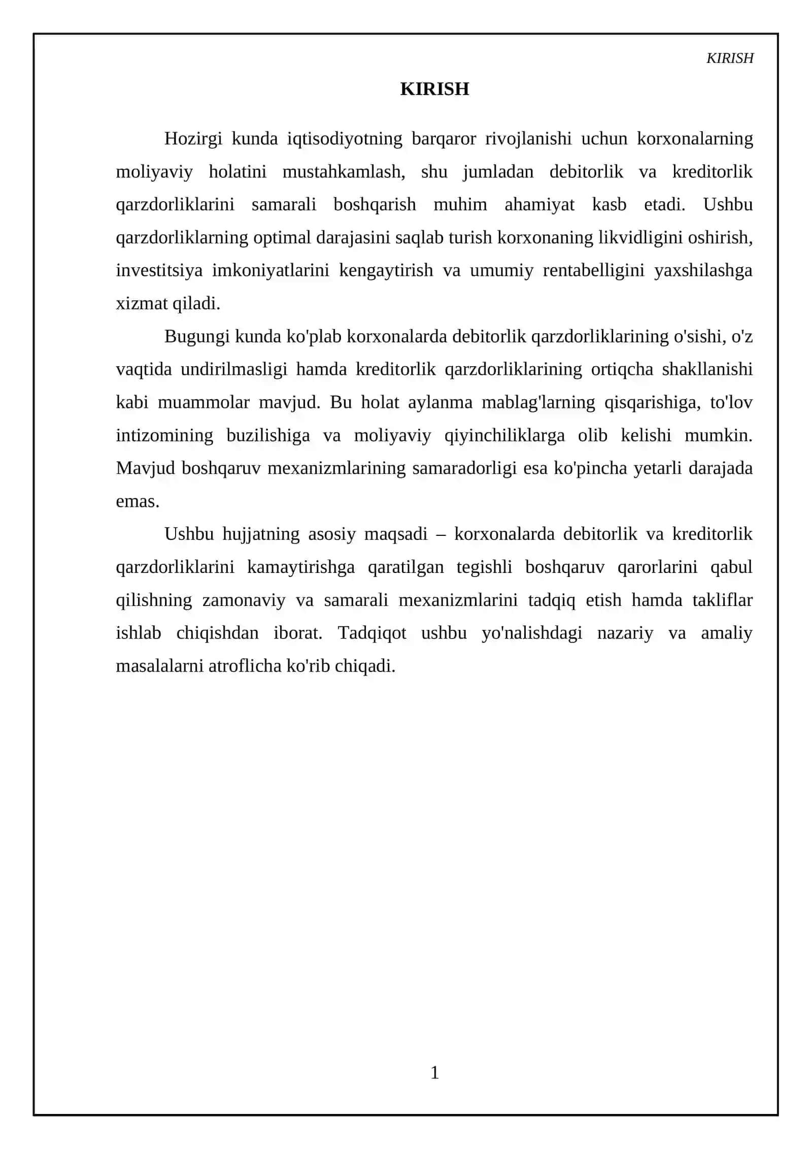 Debitorlik va kreditorlik qarzlarni kamaytirish bo'yicha tegishli boshqaruv qarorlarini qabul qilish mexanizmlari 3