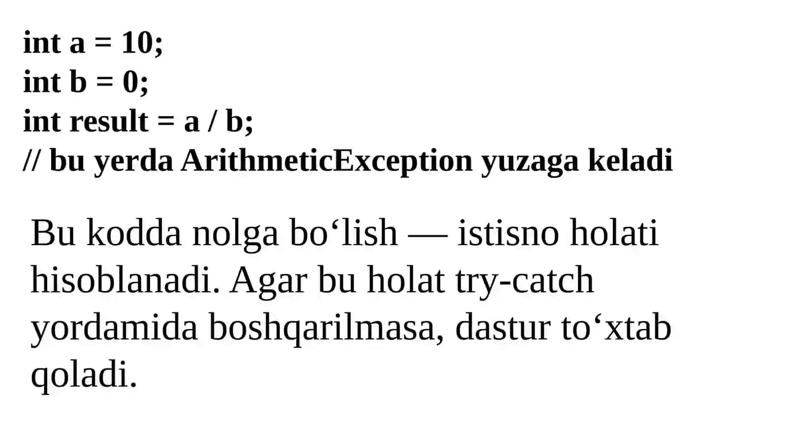 8-Java: Istisno holatlar va ularni qayta ishlash 3