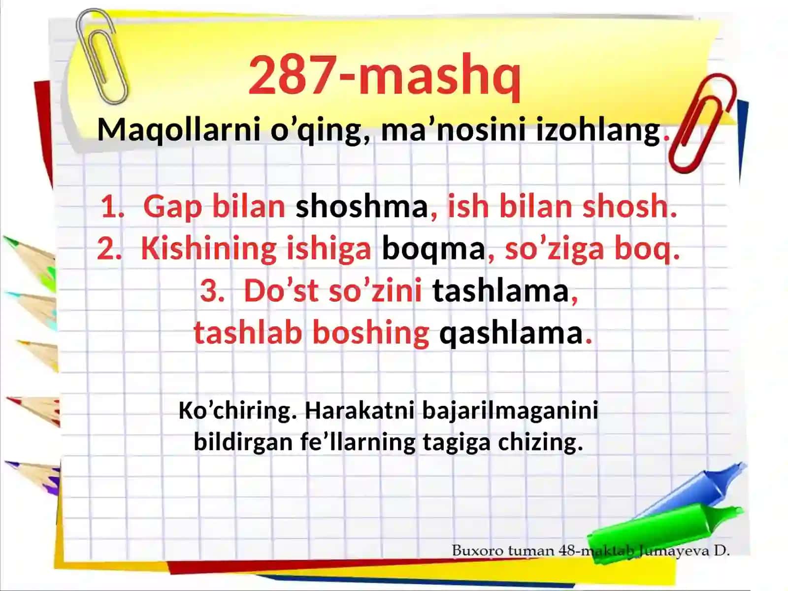 Bo’lishli va bo’lishsiz fellar 3