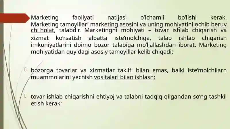 Marketing tamoyillari va vazifalari 3
