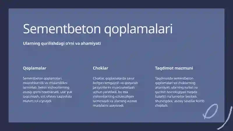 Sementbeton qoplamalari va innovatsion materiallar 3