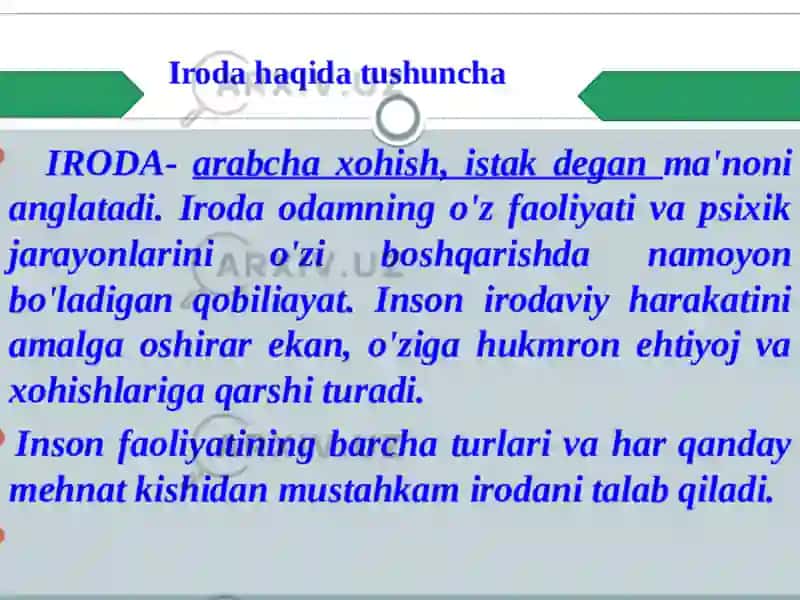 Iroda-shaxs xususiyati sifatida 3