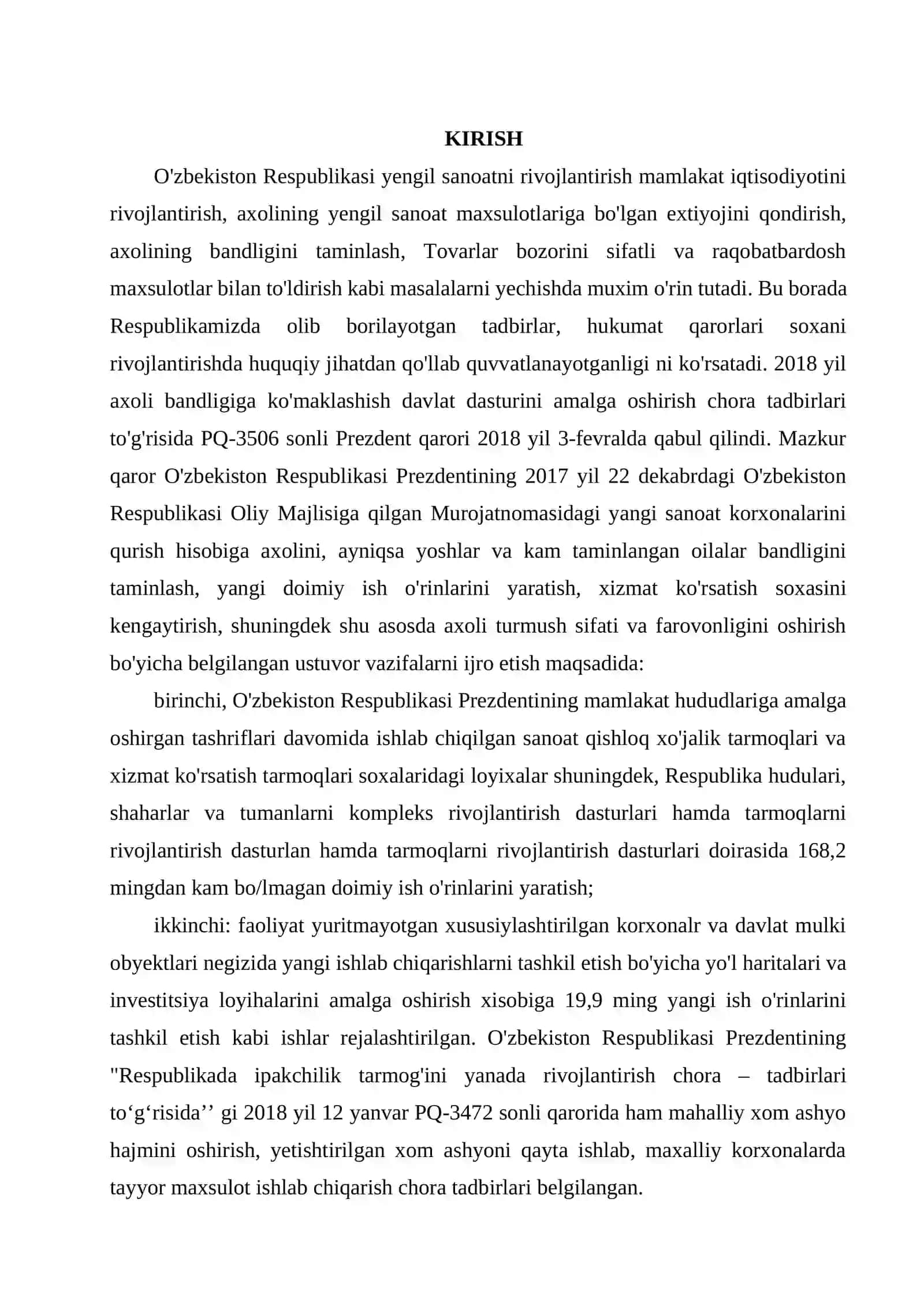 ANDIJON VİLOYATI BULOQKHOSHI TUMANIDA SATİN ASSORTİMENTDAGİ TO’QİMA İŞLAB CHİQARİSH KORXONASİNİ LOYİHALASH 3