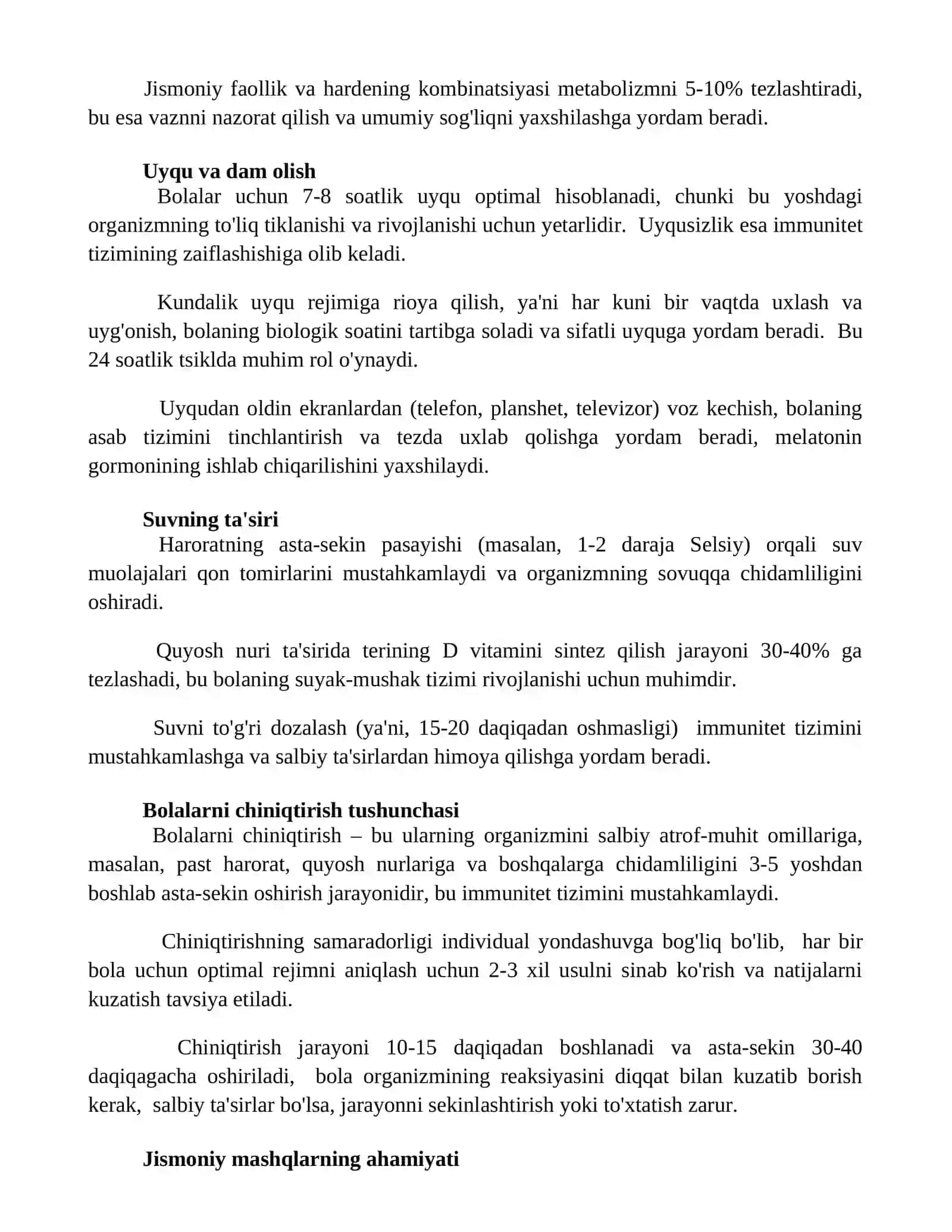 Bolalarni chiniqtirish haqida tushuncha. Chiniqtirish turlari 3