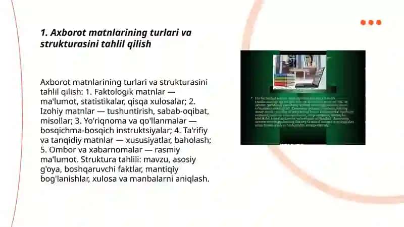 Axborot matnlarining turlari va strukturasini tahlil qilish 3