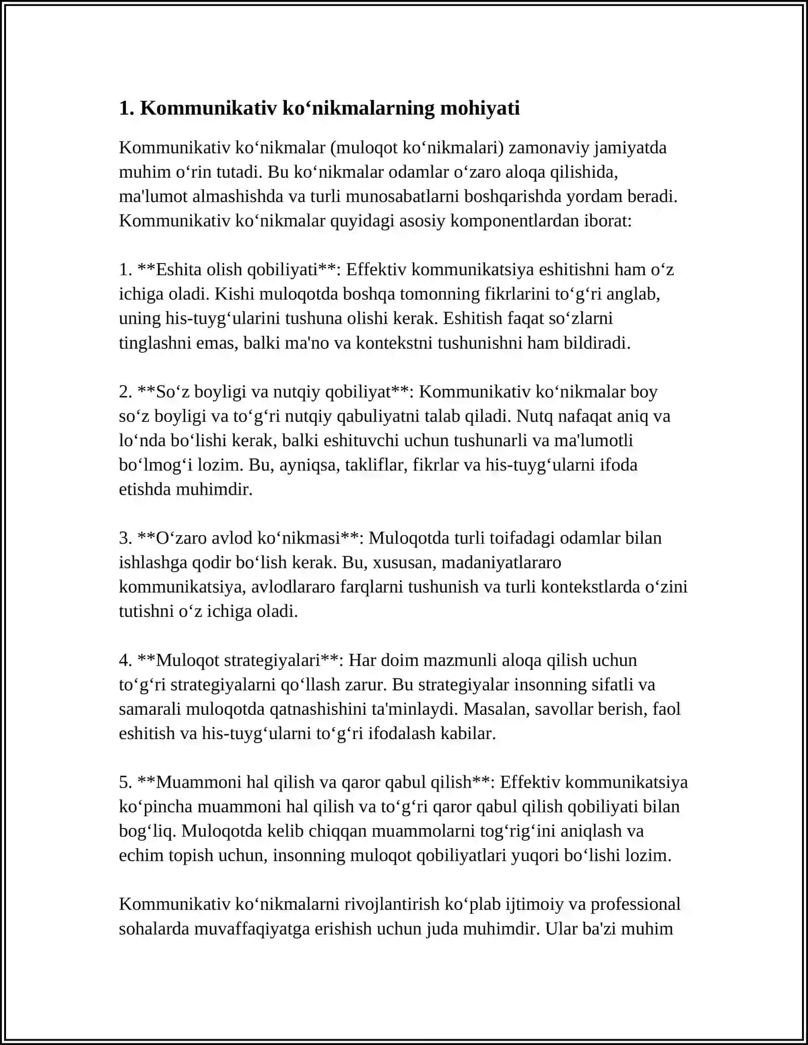 OʻQUVCHILARDA KOMMUNIKATIV KOʻNIKMALARINI RIVOJLANTIRISH YOʻLLARI VA XUSUSIYATLARI 3