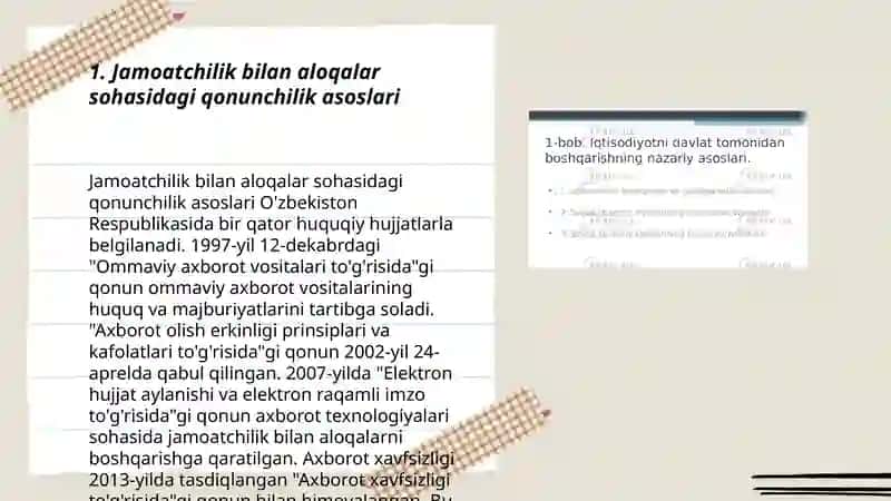 Jamoatchilik bilan aloqalar sohasidagi faoliyatni tartibga solish 3