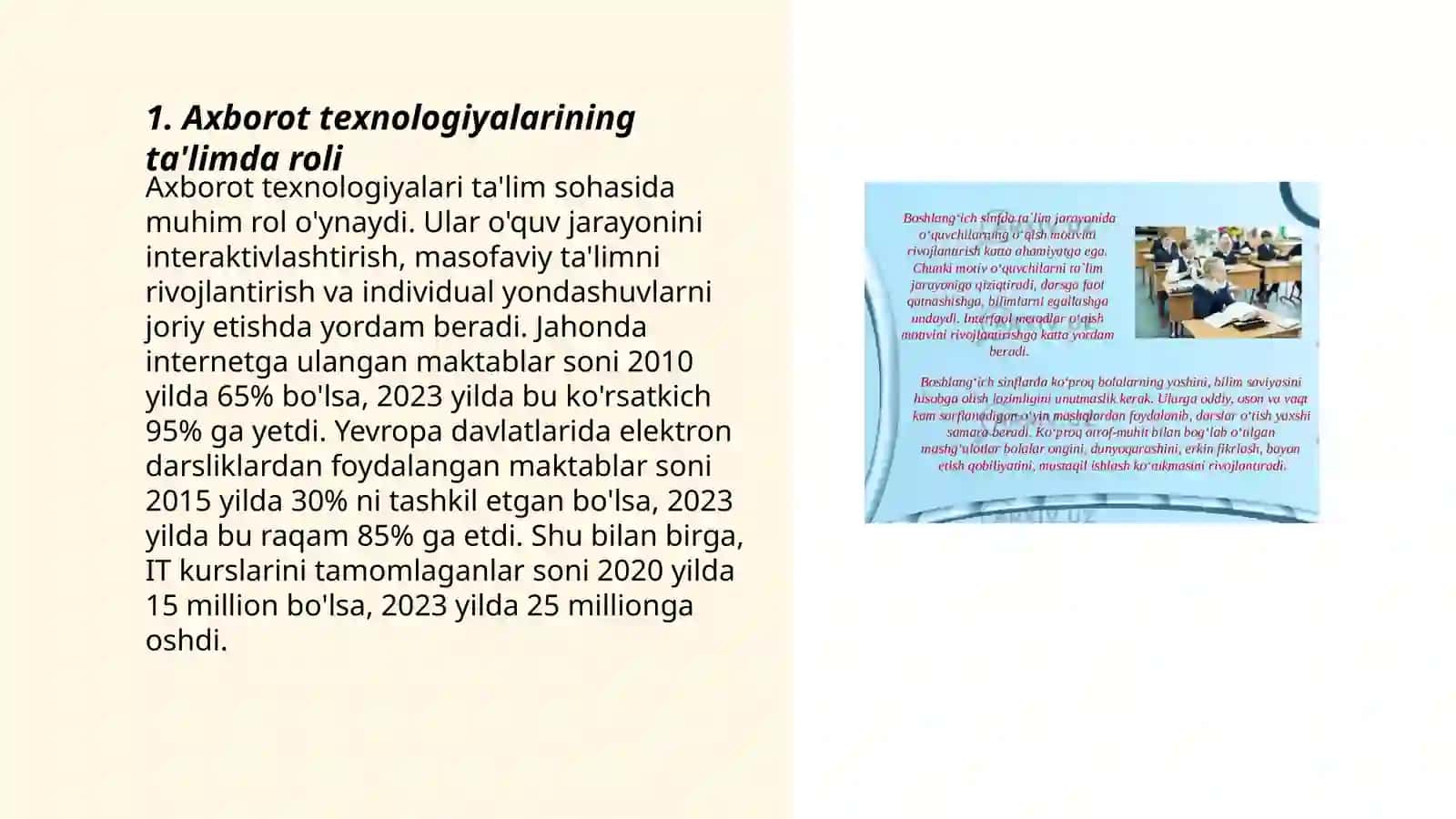 Axborotning ta'lim va tarbiya jarayonidagi o'rni va ahamiyati 3