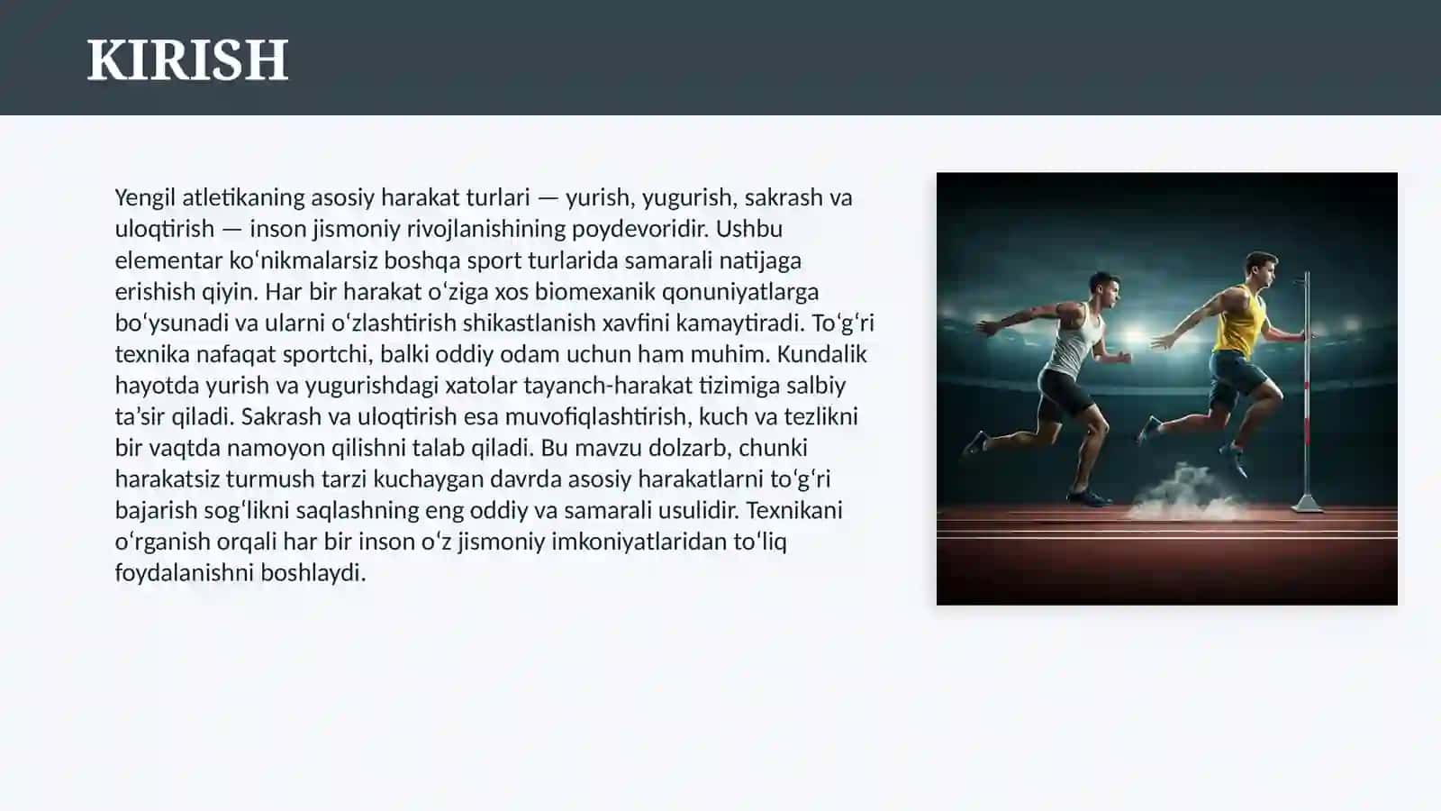 YURISH, YUGURISH, SAKRASH VA ULOQTIRISH TEXNIKASI 3