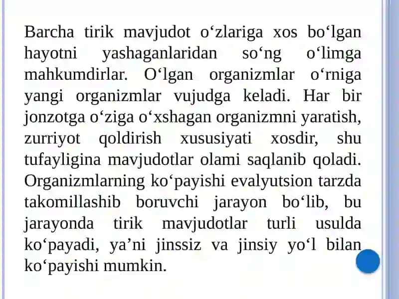 Organizmlarning ko‘payishi. Proembrional rivojlanishning umumiy qonuniyatlari 3