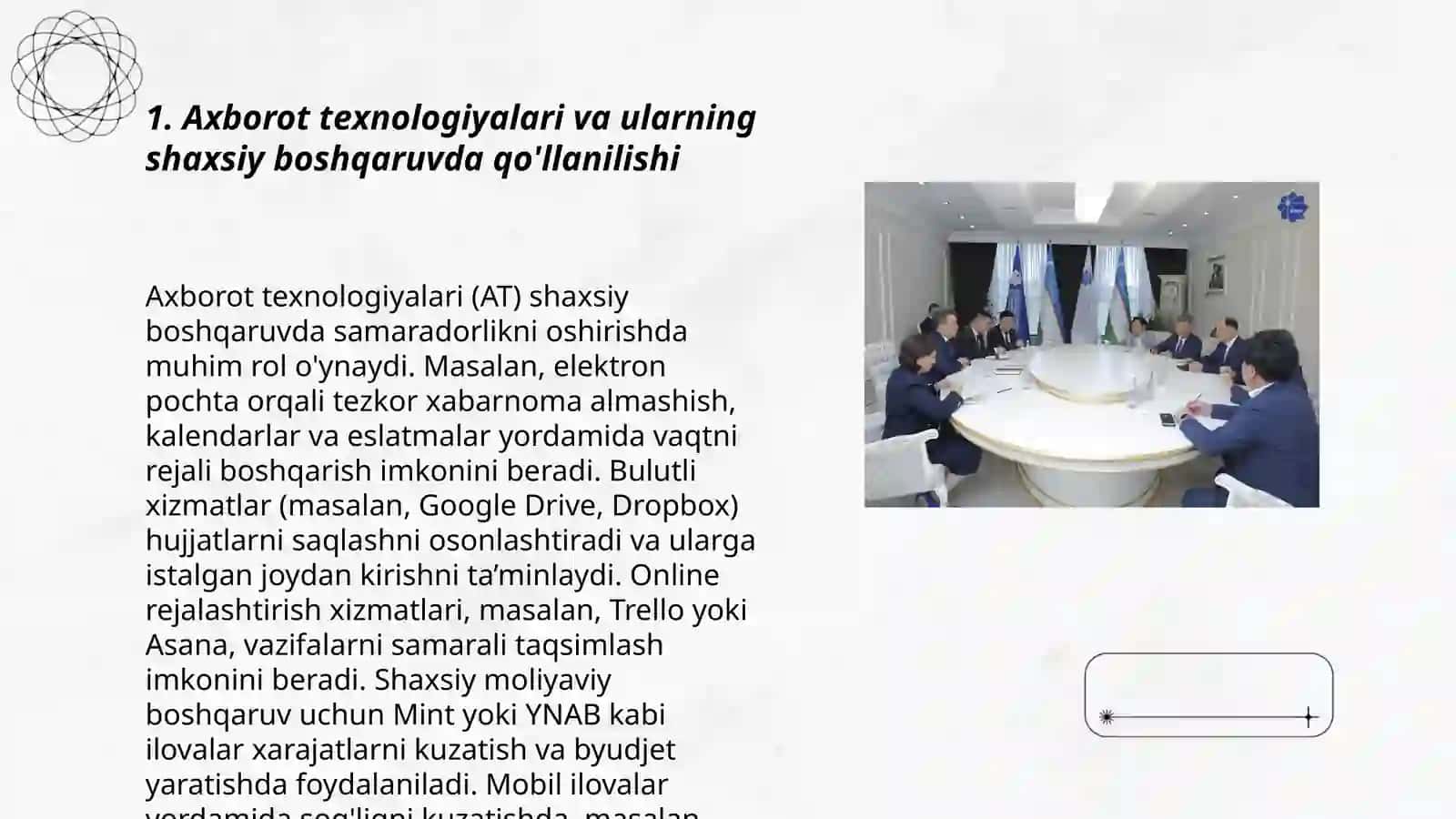 Axborot texnologiyalari va ularning shaxsiy boshqaruvda qo'llanilishi 3