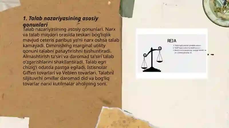 Talab va taklif nazariyasi. Bozor muvozanati 3
