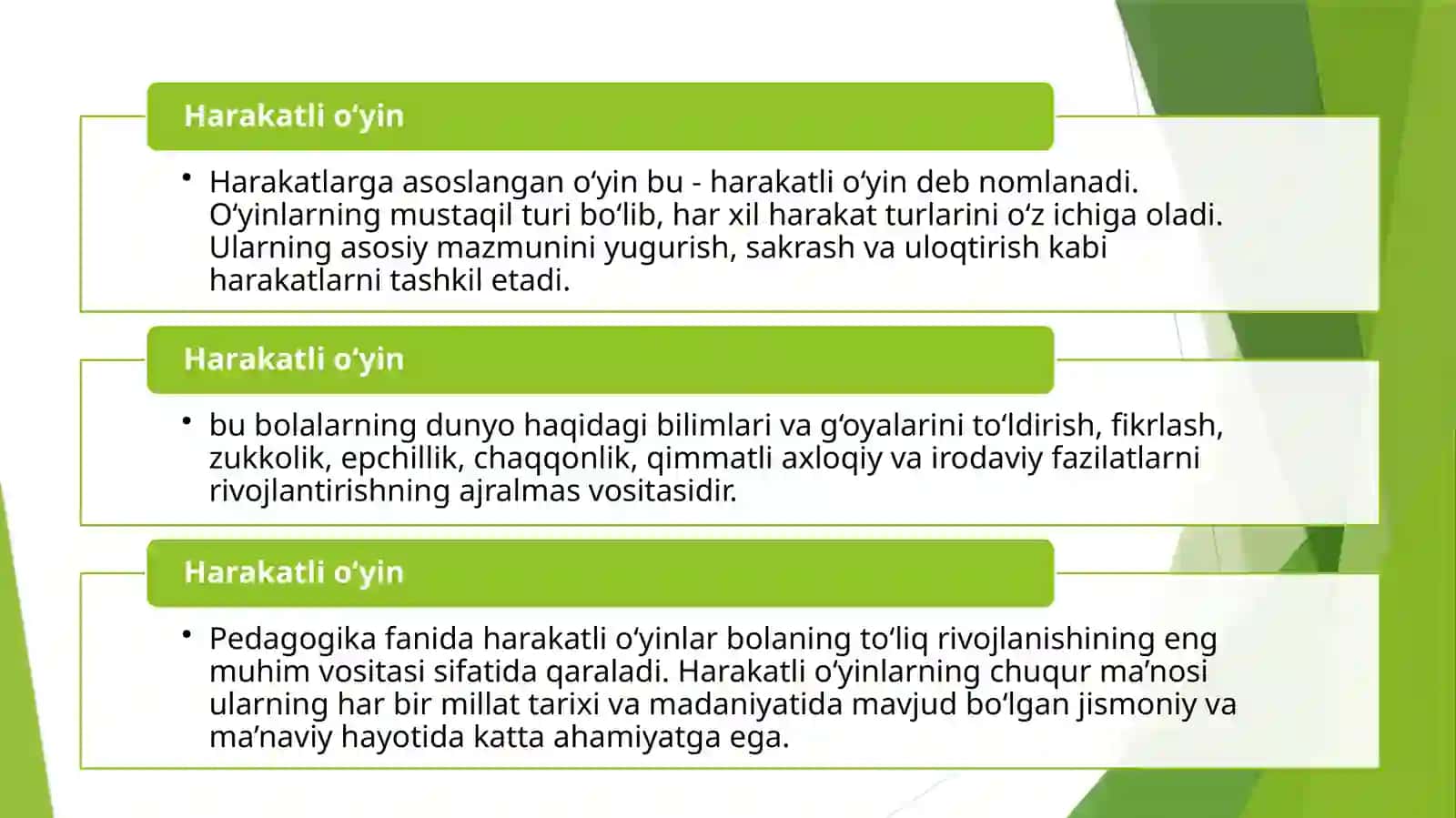 Harakatli o‘yinlarning qisqacha tarixi, turkumlari va pedagogik ahamiyati 3
