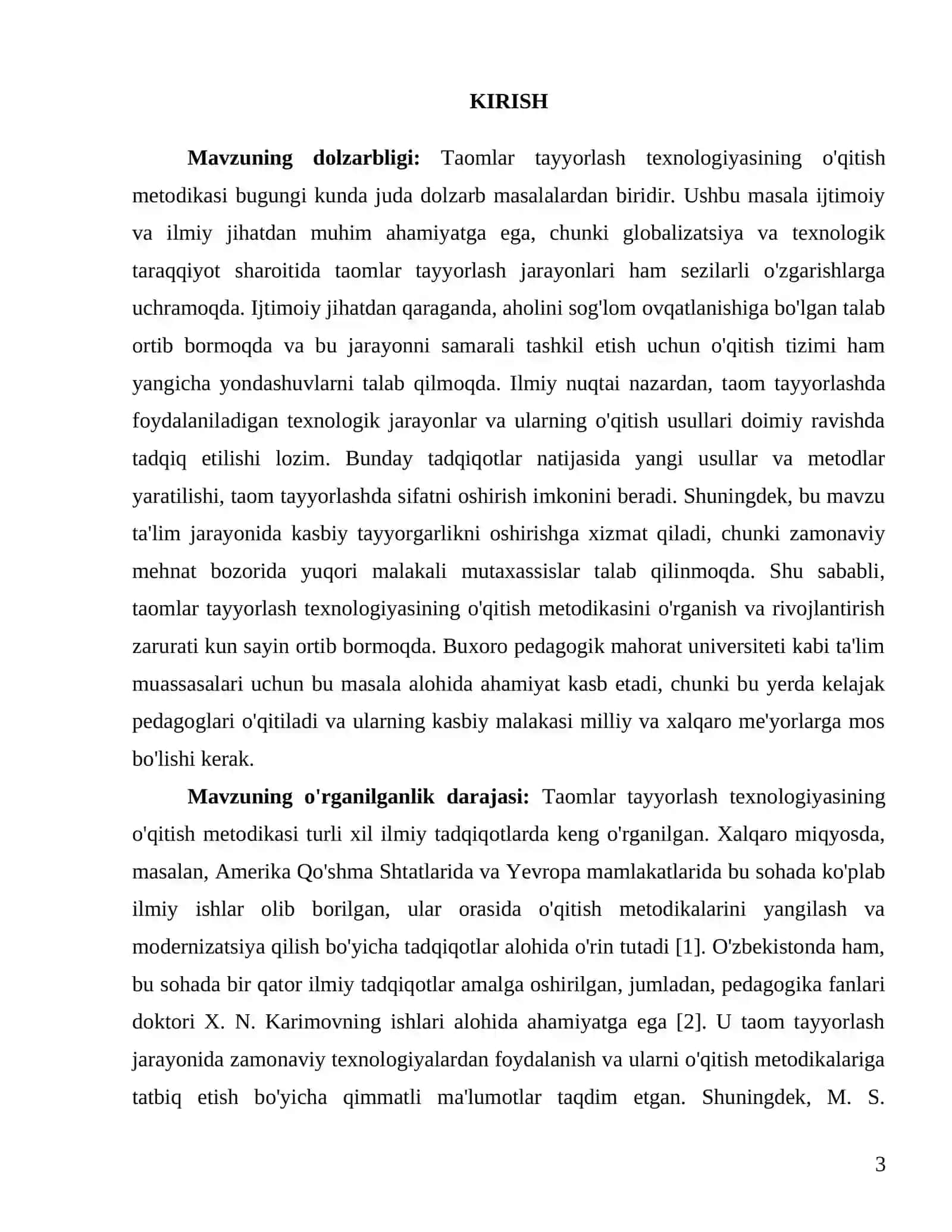 ""Taomlar tayyorlash texnologiyasining o'qitish metodikasi"" 3