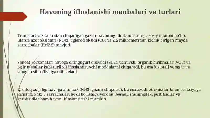 Havoning ifloslanishi: Manbalar, ta'sirlar va oqibatlar 3