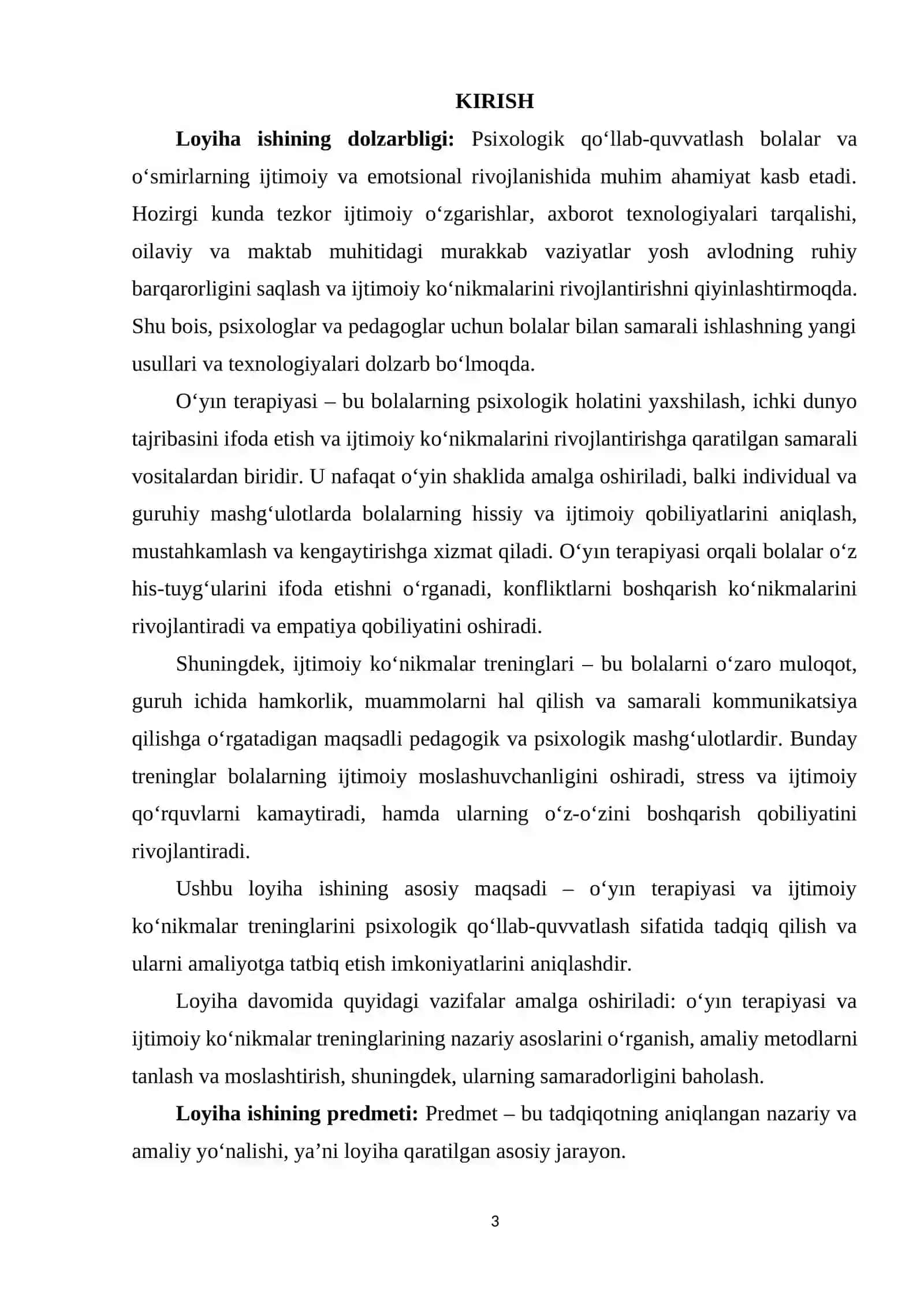 O‘YIN TERAPIYASI VA IJTIMOIY KO‘NIKMALAR TRENINGLARI YORDAMIDA PSIXOLOGIK QO‘LLAB-QUVVATLASH 3