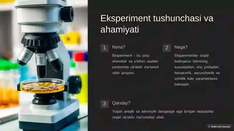 Boshqaruv tizimini tadqiq etishda eksperiment usuli 3