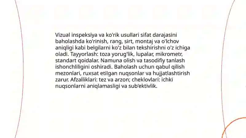 Sifat darajasini baholash usullari 3
