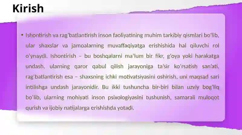 Ishontirish va Rag‘batlantirish 3