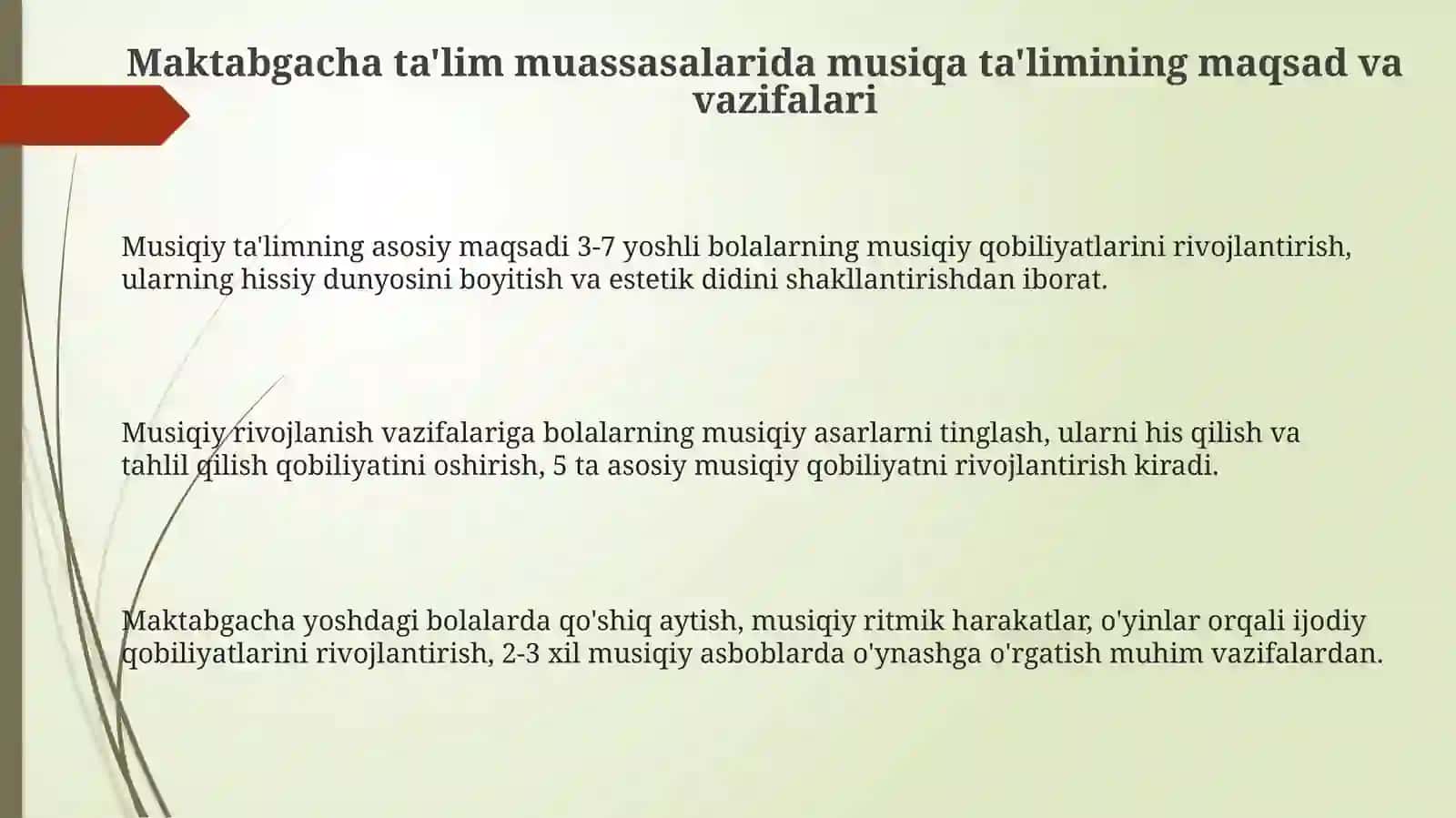 Maktabgacha ta'lim tashkilotlarida musiqiy tarbiyaning maqsad va vazifalari 3