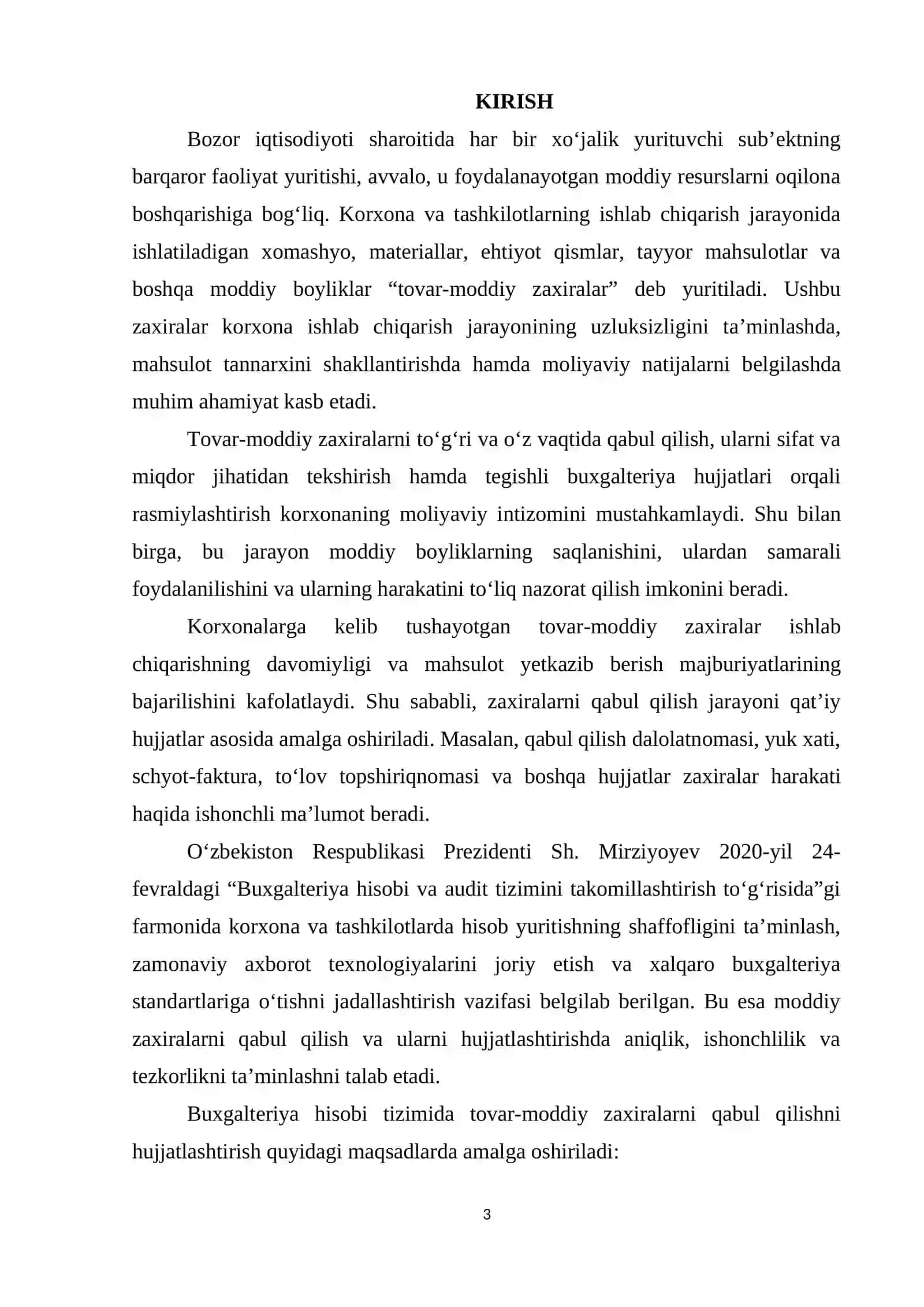 TOVAR MODDIY ZAXIRALARNI QABUL QILISHNI HUJJATLASHTIRISH 3