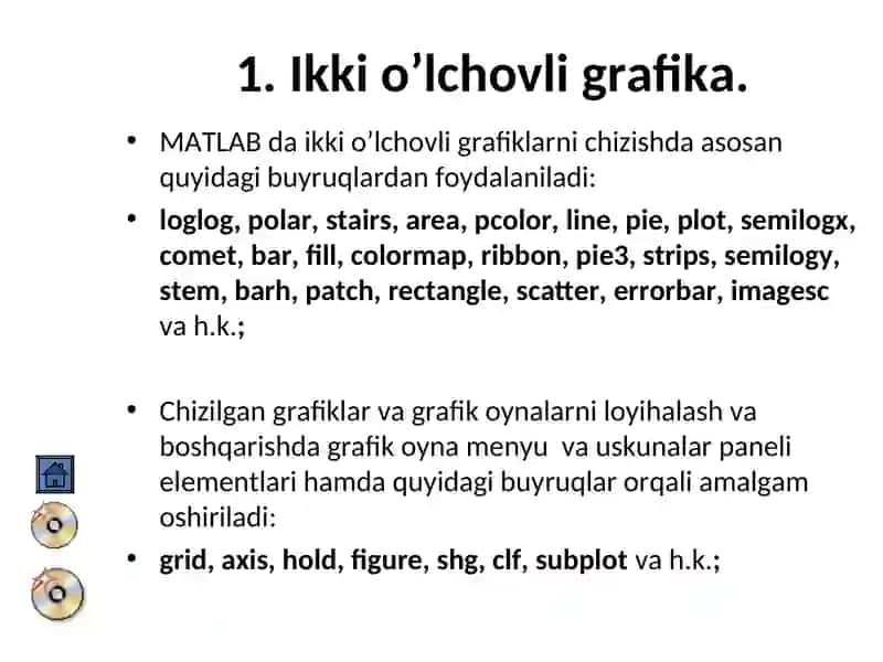 MATLAB DASTURIDA FUNKSIYALAR GRAFIKLARINI QURISH 3