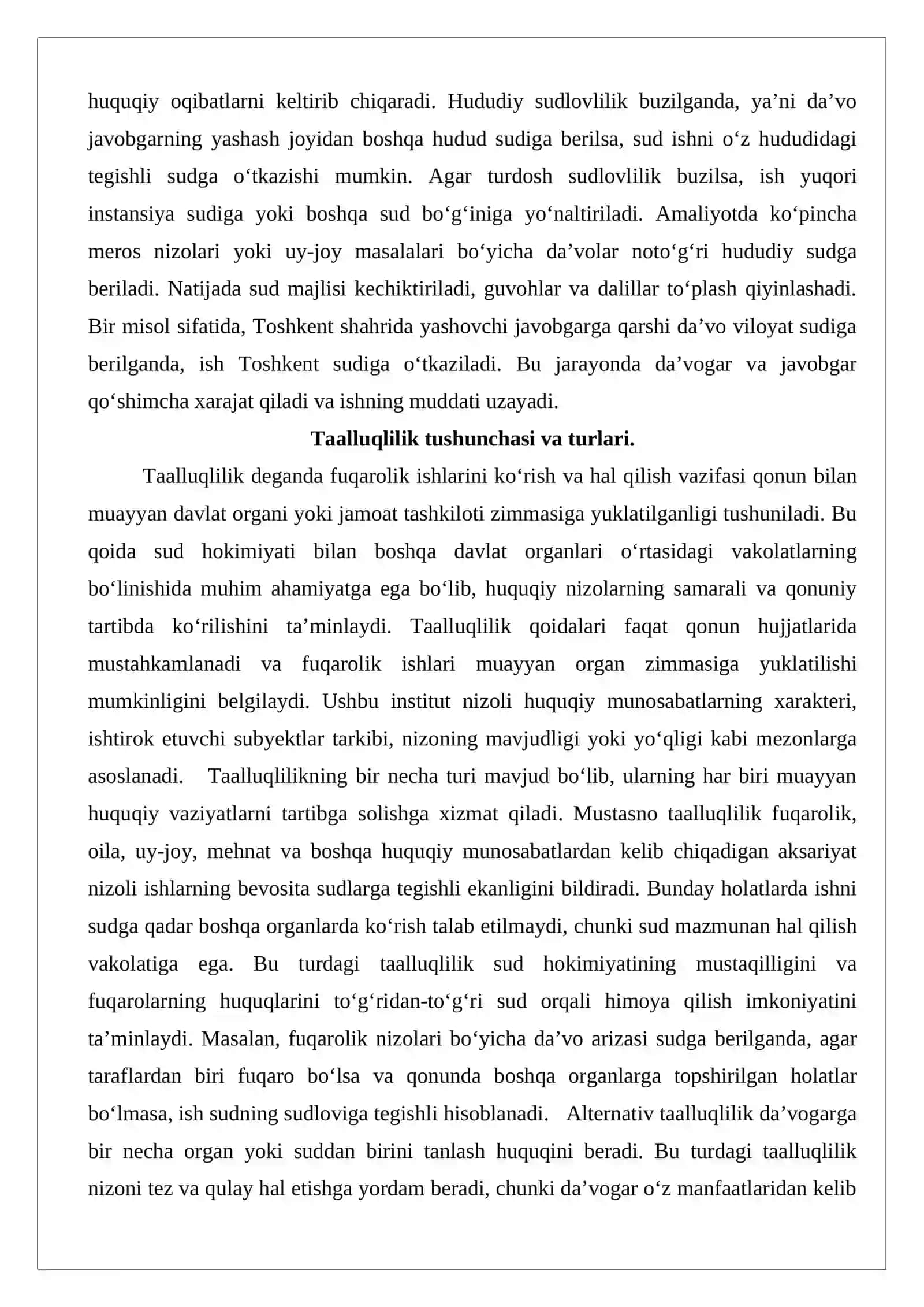 Taalluqlilik va sudlovlilik qoidalariga rioya qilmaslik oqibatlari 3
