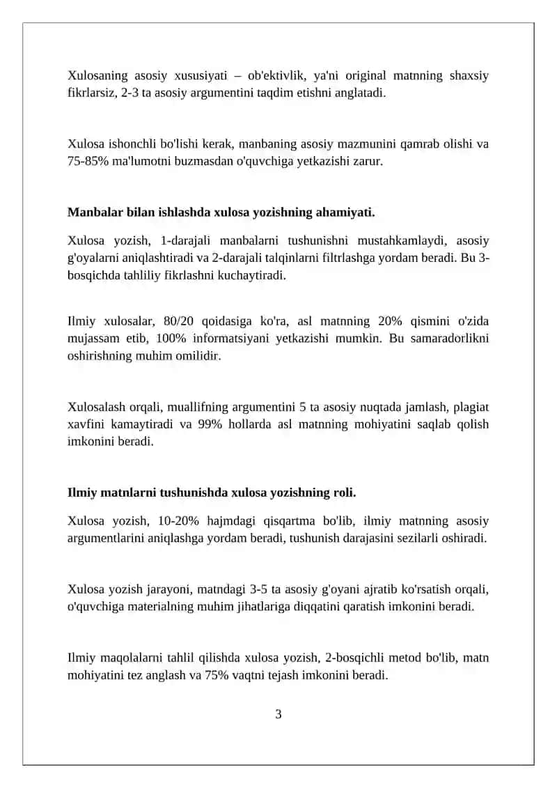 Referat yozish manbalar va boshqa mualliflarning ilmiy matnlari bilan ishlash tamoyili sifatida 3