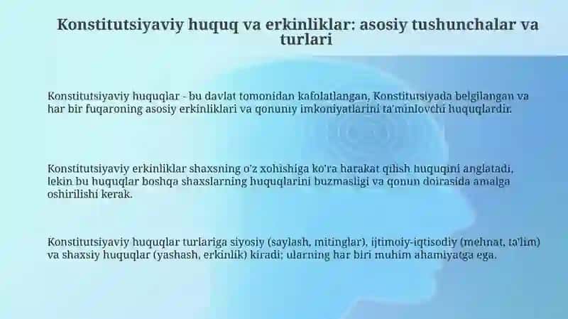 Inson va fuqarolarning konstitutsiyaviy huquq va erkinliklarining tushunchasi 3