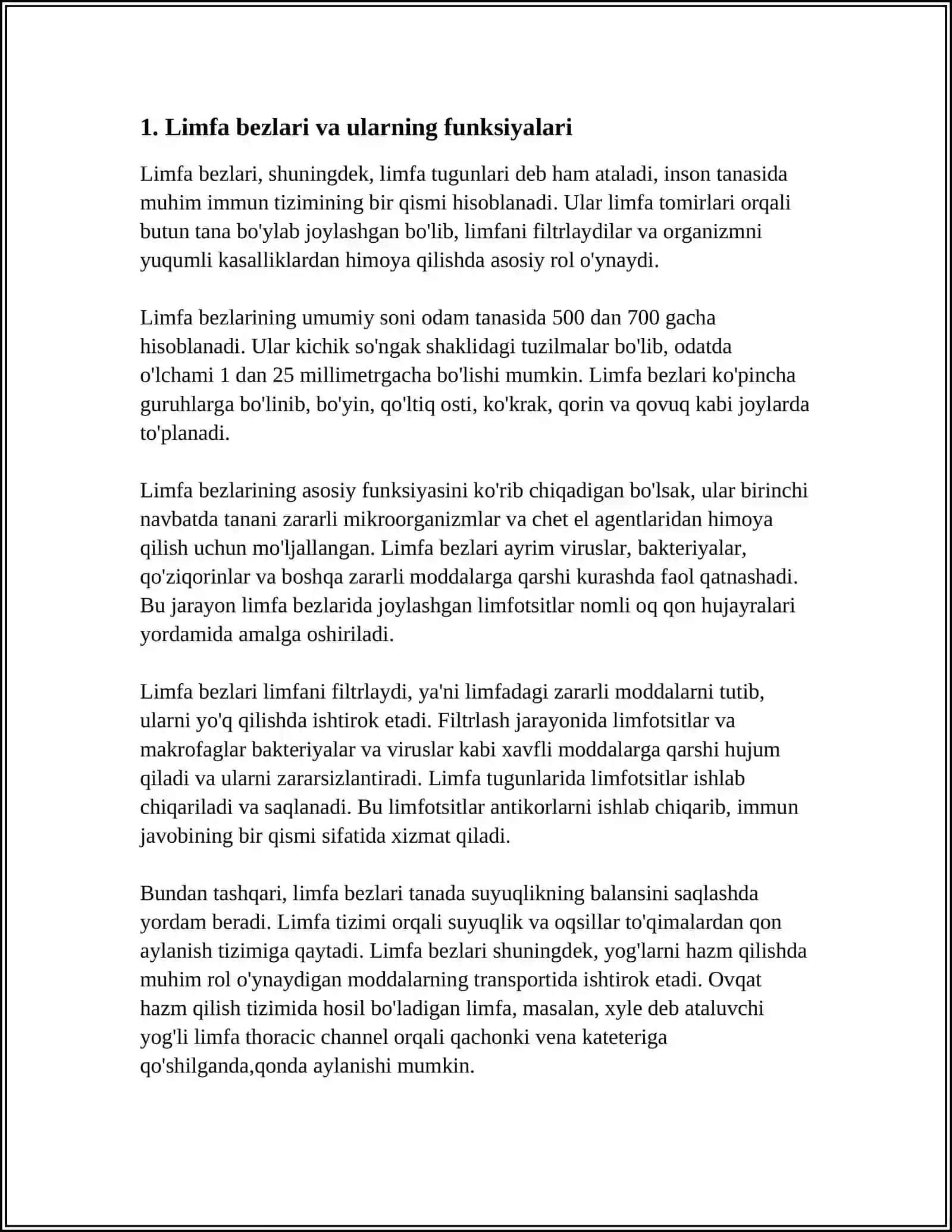 REFERAT Mavzu: LIMFA BEZLARI 3
