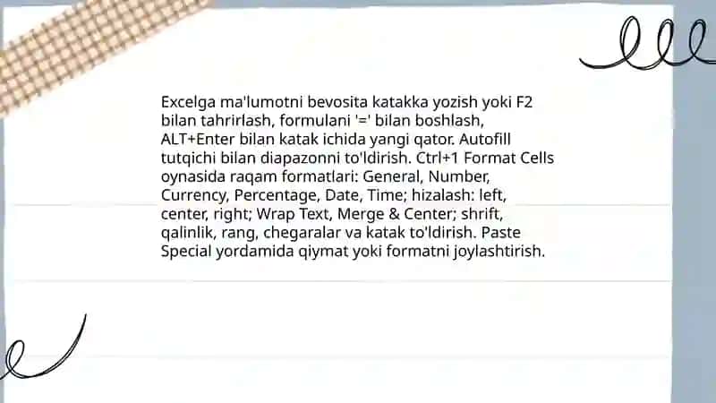 Mc Excelda ma'lumotlarni tayyorlash va saralash 3