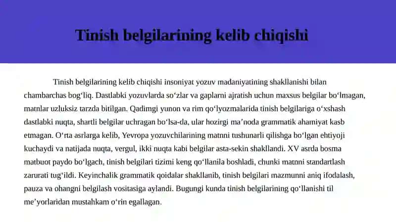 Tinishbelgilarining qo‘llanishi 3