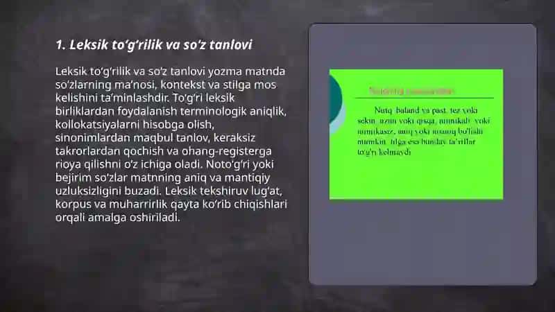 Yozma matnning toʻgʻrilik, aniqlik, mantiqiylik sifati 3
