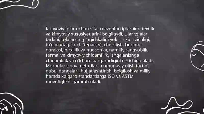 Kimyoviy iplarning sifatini belgilovchi standartlar 3