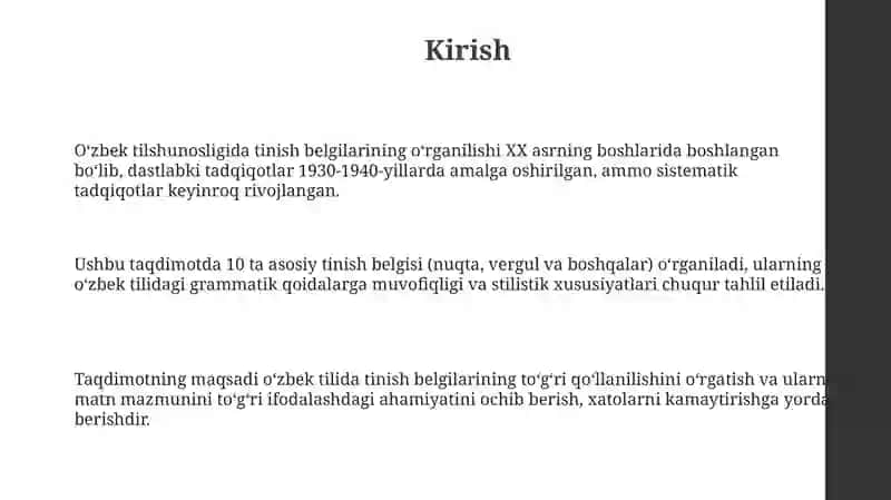 O‘zbek tilida tinish belgilari o‘rganilishi va qo‘llanilishi (10 ta tinish belgi asosida) 3