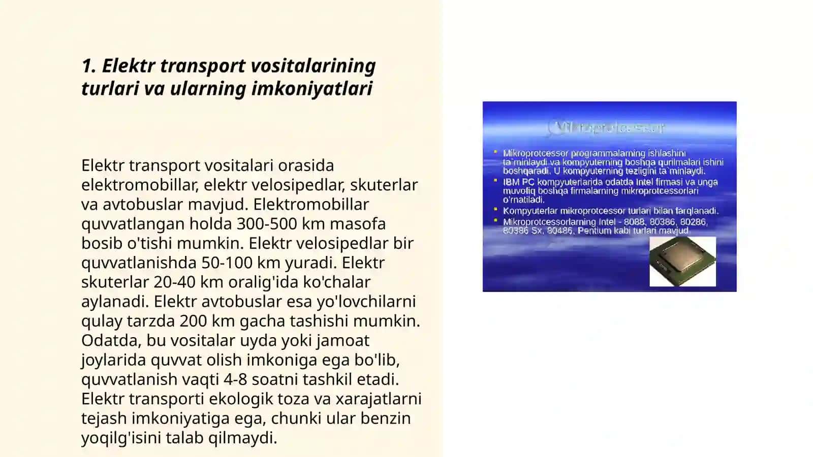 Elektromobil avtomobillaridan foydalanish imkoniyatlari ularning ekspluatatsion koʻrsatkichlarini oʻrganish 3