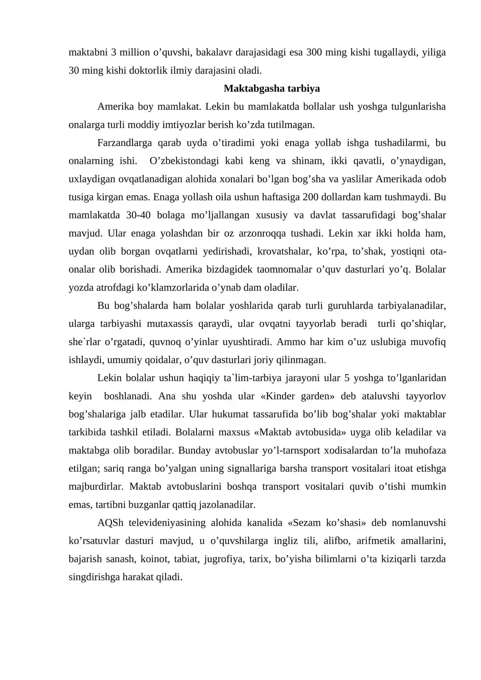 Amerika Qo’shma Shtatlarida ta`lim tizimining tuzilishi va o’ziga xos tomonlari 3