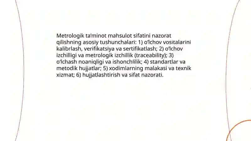Metrologik ta’minot va mahsulot sifatini nazorat qilishning asosiy tushunchalari 3
