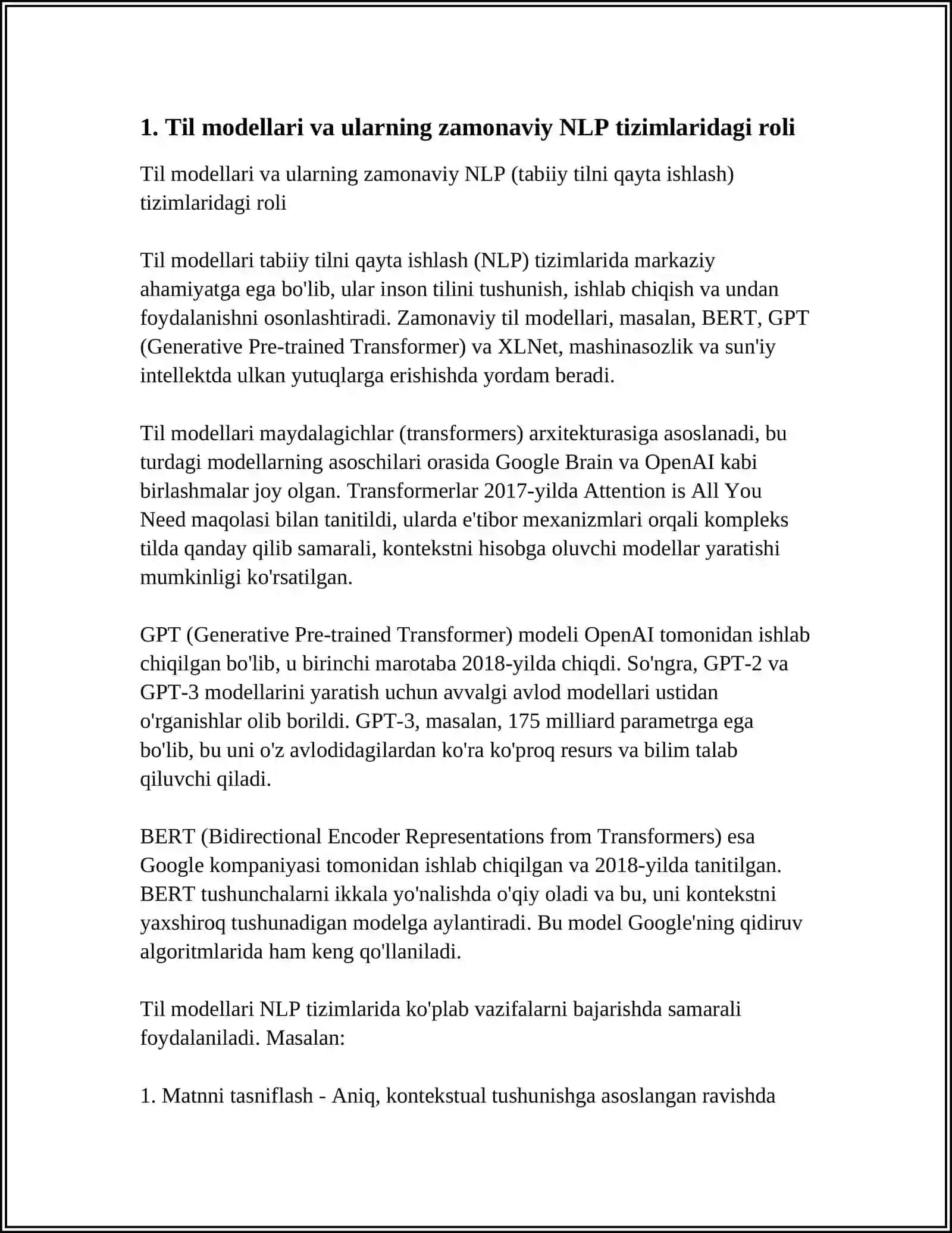 ZAMONAVIY NLP TIZIMLARIDA TIL MODELLARINING ROLI 3