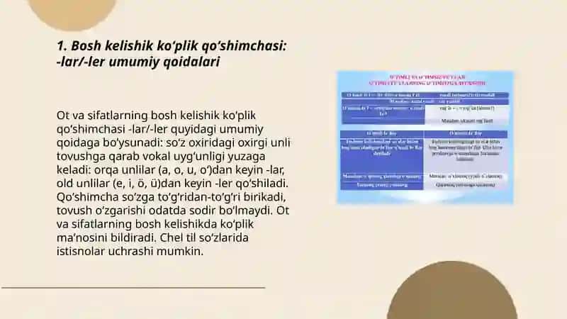 Bosh kelishik koʻplik va qaratqich kelishigi koʻplik shakli yasash qoidalari 3