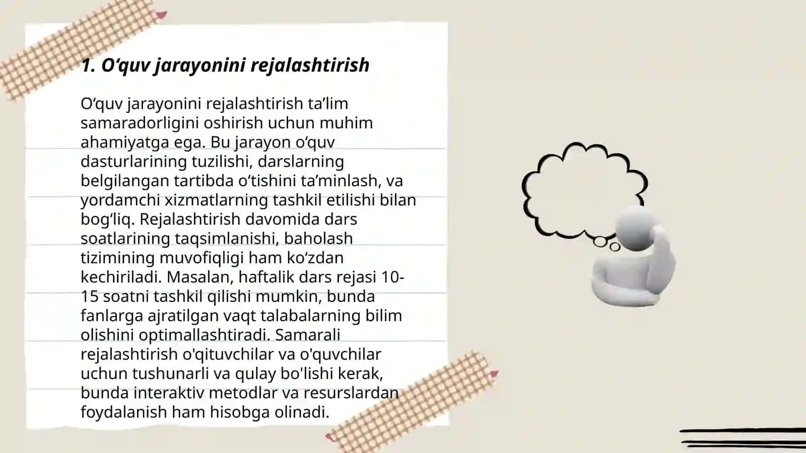 O‘quv jarayonini tashkil etish va o’tkazish: O‘quvchilar bilan o‘zaro munosabatlar, usullarni amalga oshirish 3